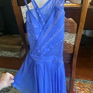Blue Dance Dress with Rhinestone Accents